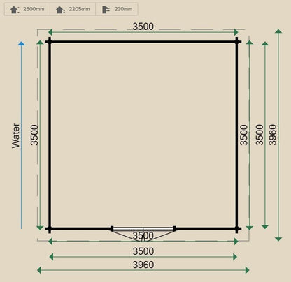 Lugarde Straight 44mm Log Cabin 3.5m x 3.5m