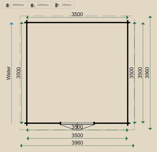 Lugarde Straight 44mm Log Cabin 3.5m x 3.5m