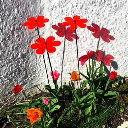 Large Garden Decor Ornaments Set of 3 'Daisies'