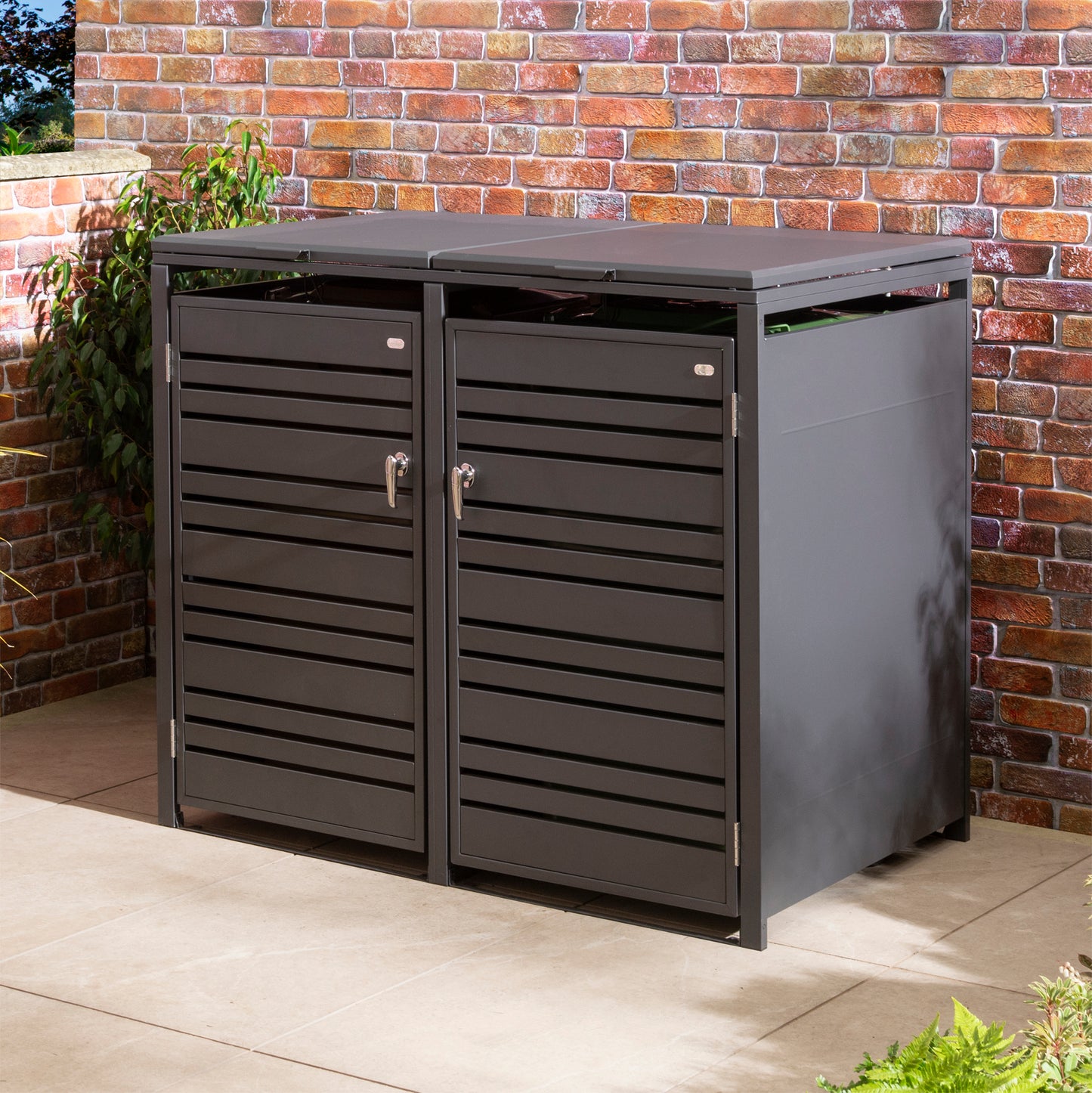 Rowlinson Chelsea Double Bin Store - Anthracite/Oak