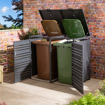 Rowlinson Chelsea Double Bin Store - Anthracite/Oak