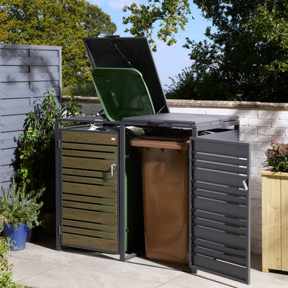 Rowlinson Chelsea Double Bin Store - Anthracite/Oak
