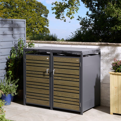 Rowlinson Chelsea Double Bin Store - Anthracite/Oak