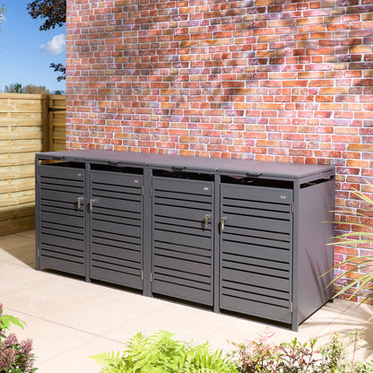 Rowlinson Chelsea Quadruple Bin Store - Anthracite/Oak