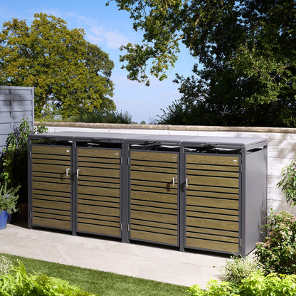 Rowlinson Chelsea Quadruple Bin Store - Anthracite/Oak