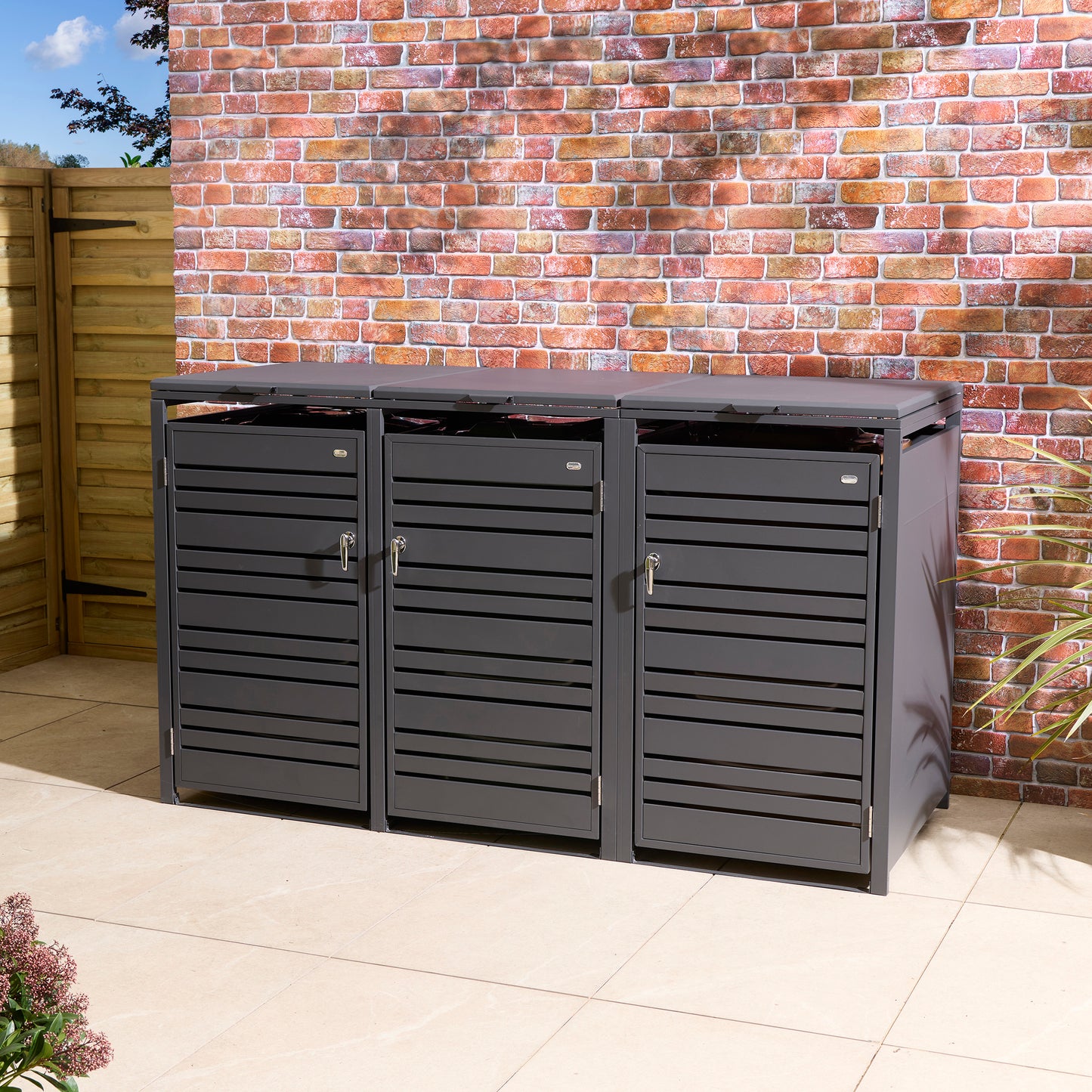 Rowlinson Chelsea Triple Bin Store - Anthracite/Oak