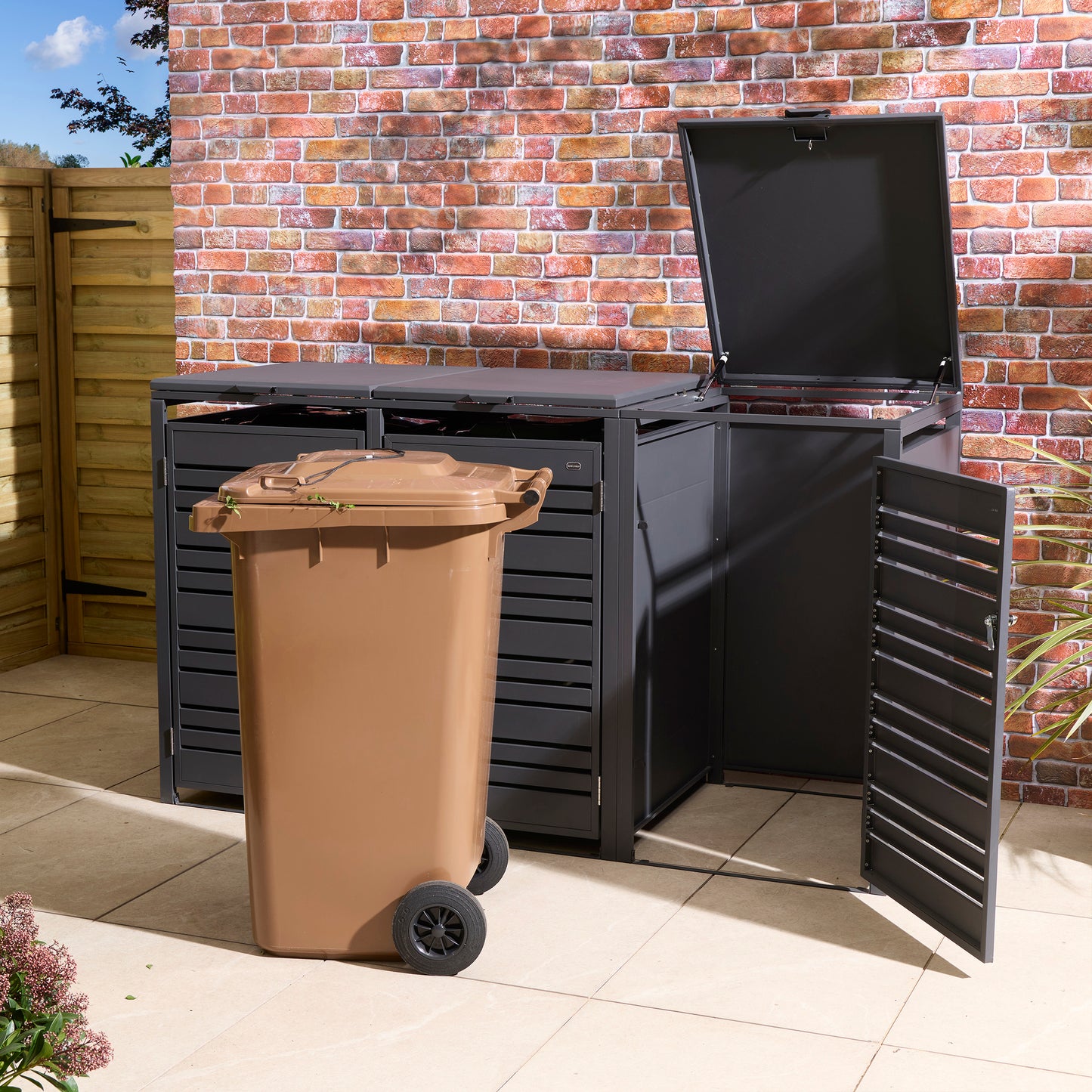 Rowlinson Chelsea Triple Bin Store - Anthracite/Oak