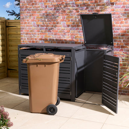 Rowlinson Chelsea Triple Bin Store - Anthracite/Oak