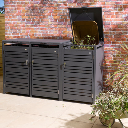 Rowlinson Chelsea Triple Bin Store - Anthracite/Oak