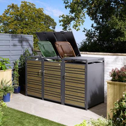 Rowlinson Chelsea Triple Bin Store - Anthracite/Oak