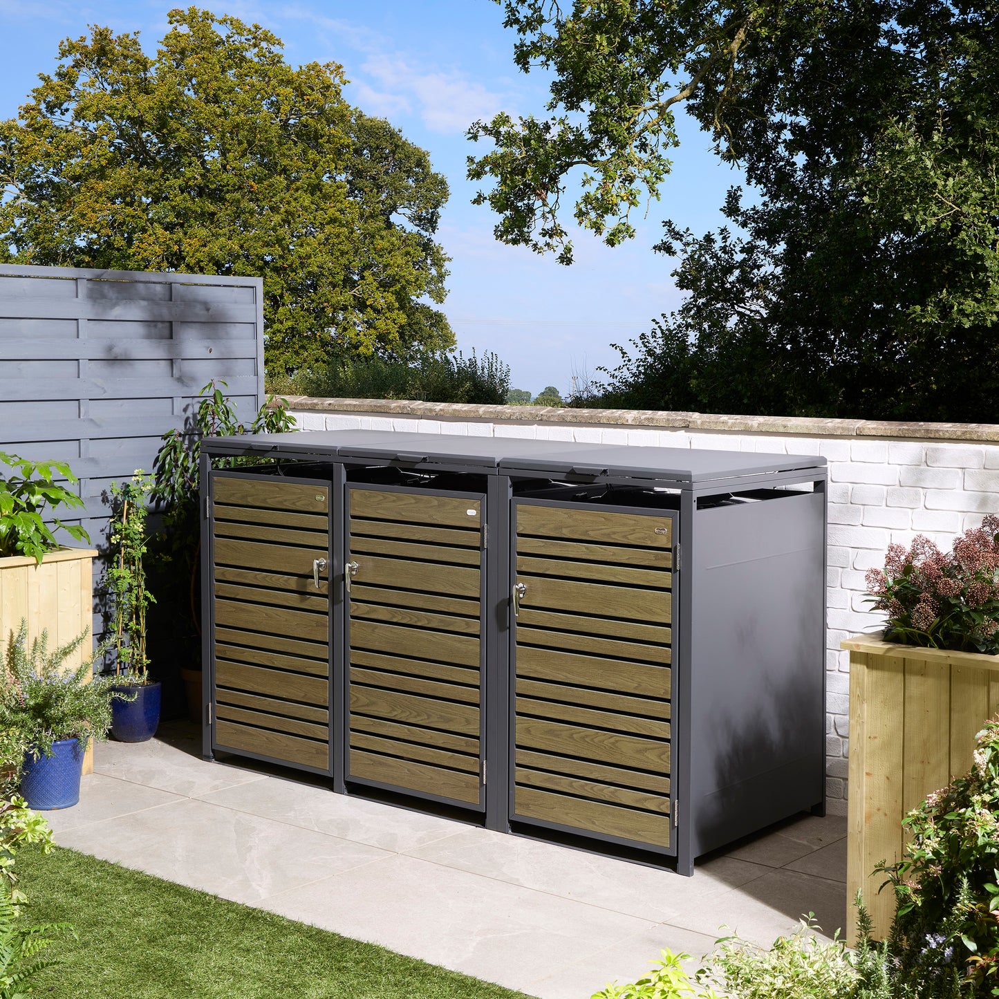 Rowlinson Chelsea Triple Bin Store - Anthracite/Oak