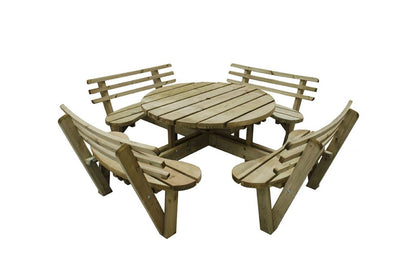 Forest Circular Picnic Table with Seat Backs
