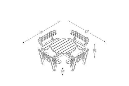 Forest Circular Picnic Table with Seat Backs