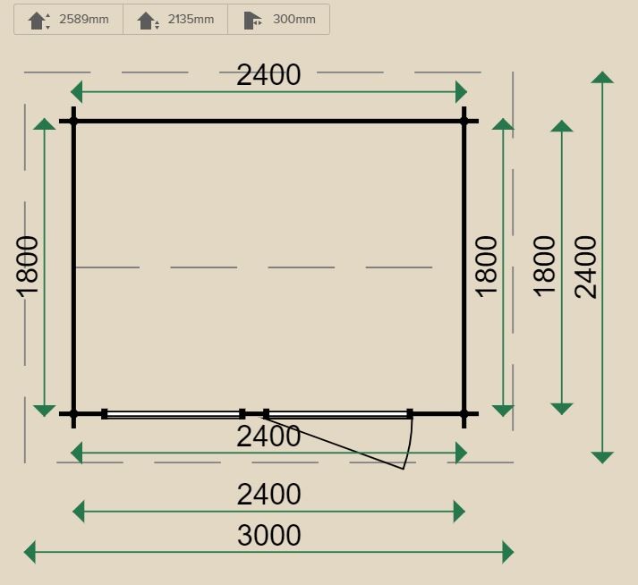 Lugarde Compact  Log Cabin 2.4 x 1.8m