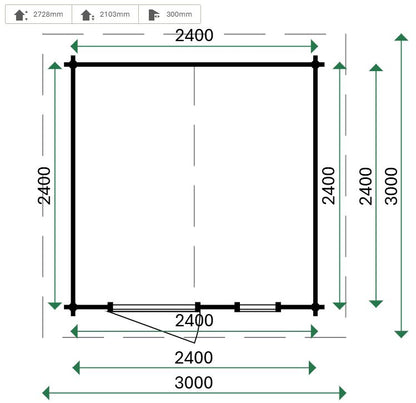 Lugarde Cornwall Log Cabin 2.4m x 2.4m