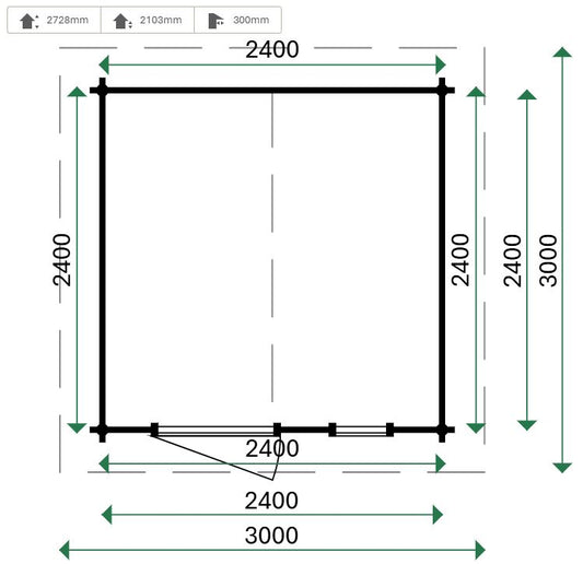 Lugarde Cornwall Log Cabin 2.4m x 2.4m