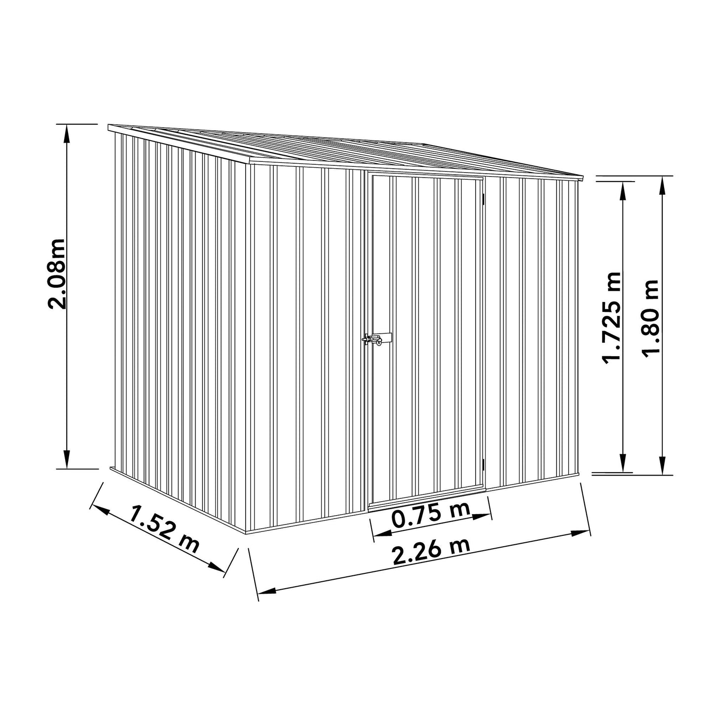 Mercia Absco Space Saver Metal Shed 7'5"x5'