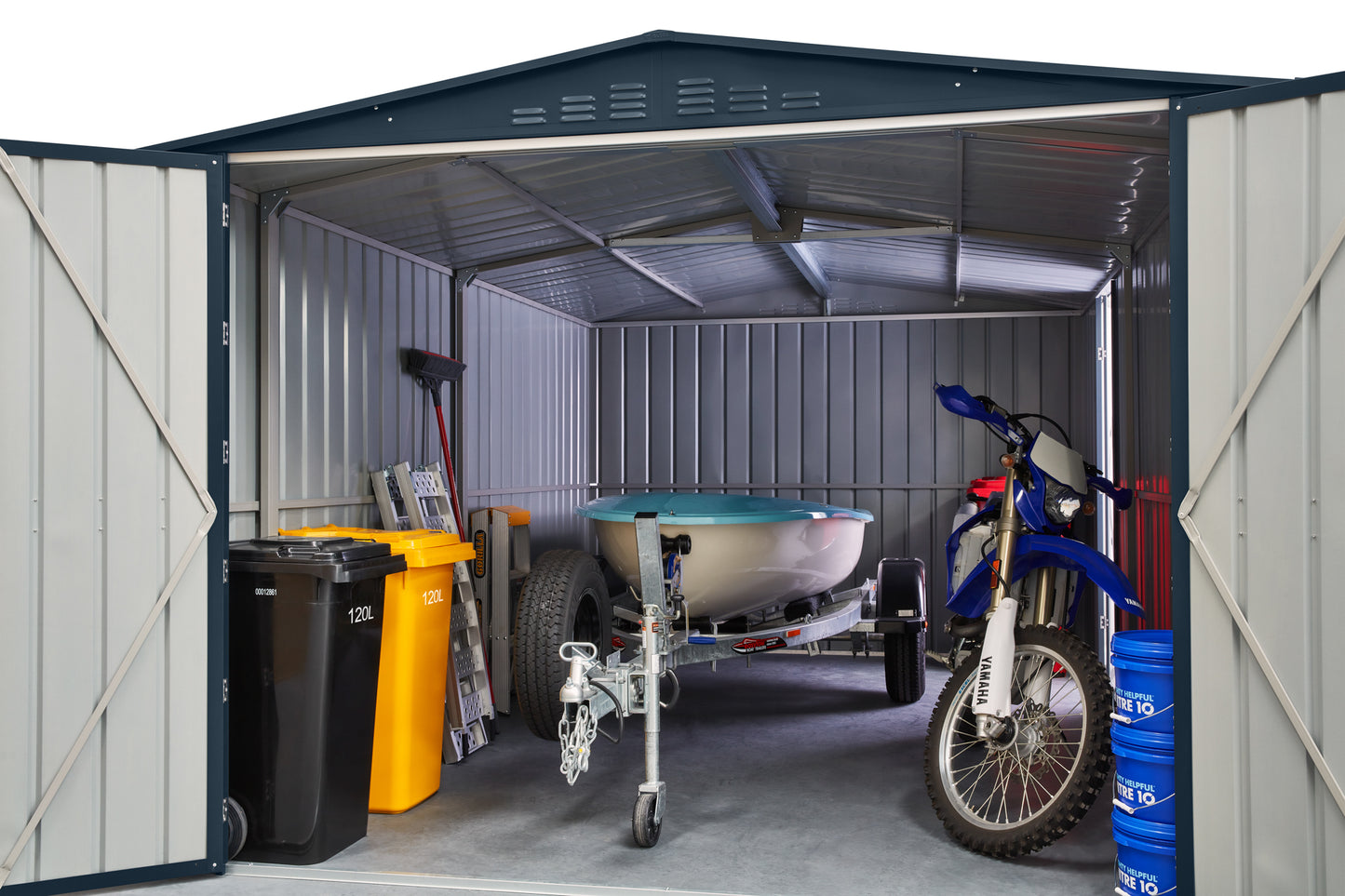 10 x 15 Globel Dual Door Workshop Garage - Green or Grey
