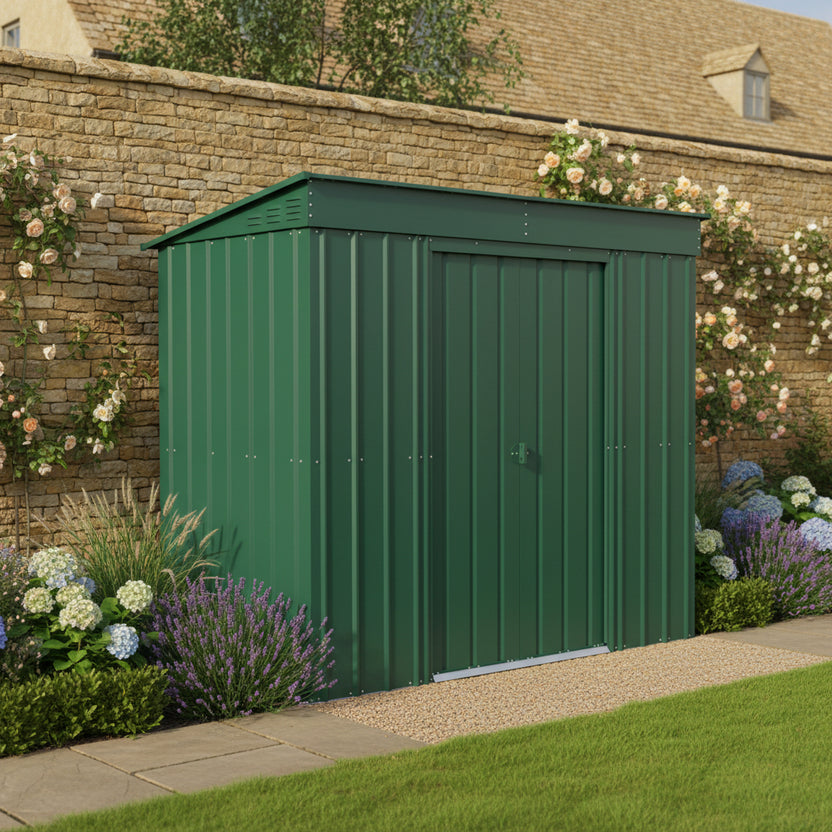 8 x 4 Globel Pent Metal Shed - Green or Grey