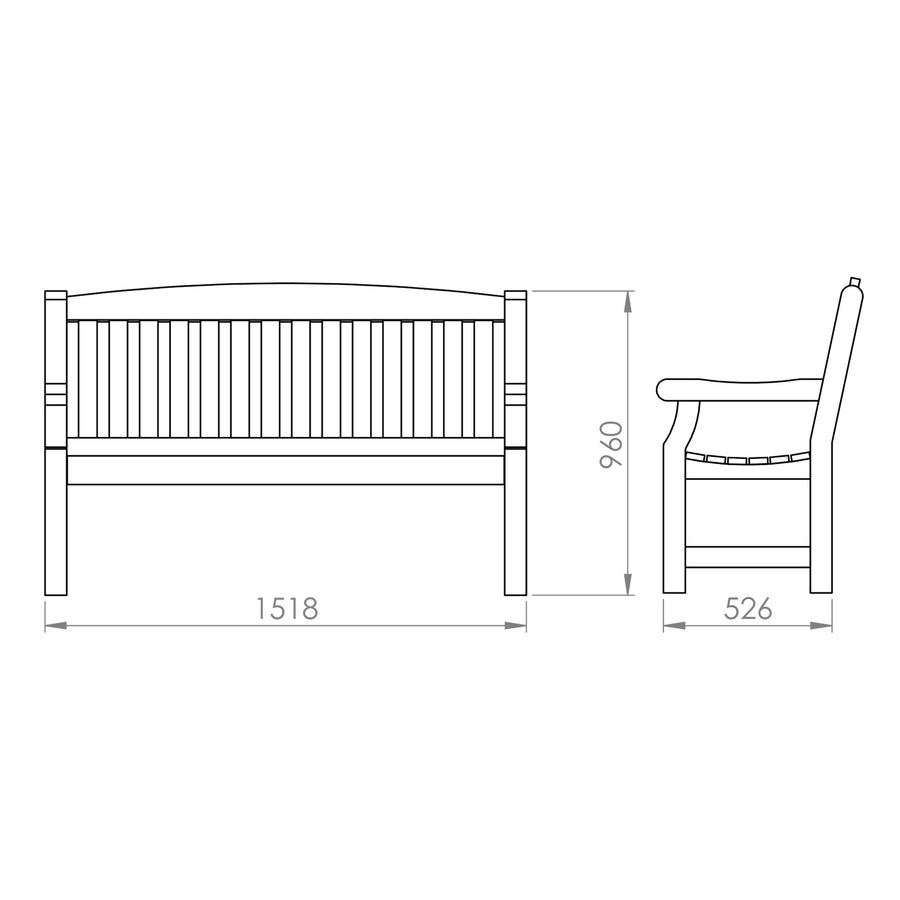 Carlton Two Seater 5ft Bench