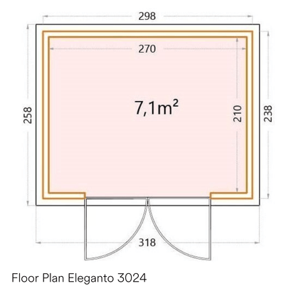 Telluria Eleganto Heavy Duty Steel Shed - 3m x 2.4m (10x8ft)
