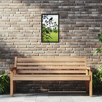 Song Birds in a Tree, SunCatcher Garden Mirror Rectangular Design