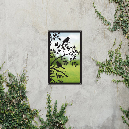 Song Birds in a Tree, SunCatcher Garden Mirror Rectangular Design