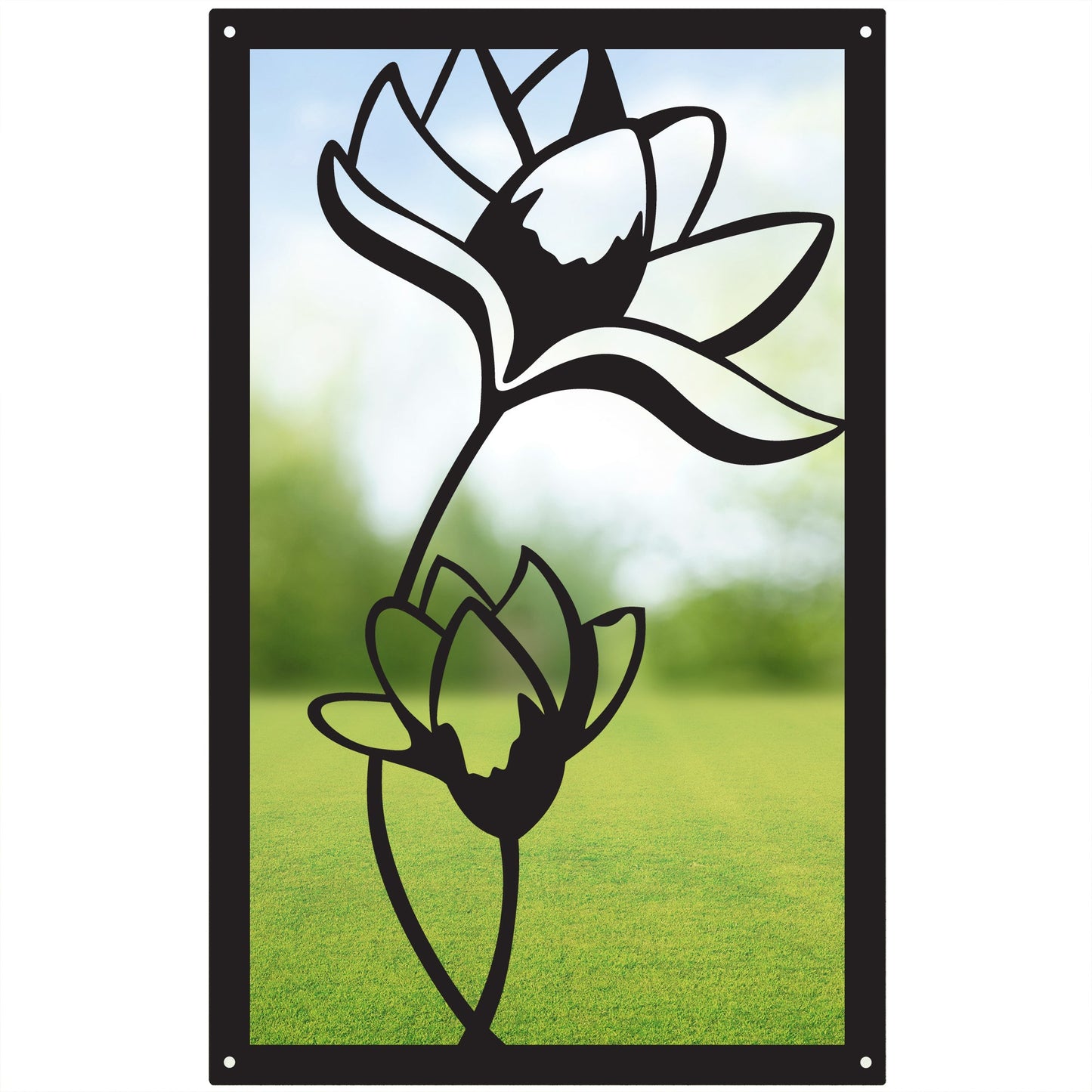 Lotus Flower, SunCatcher Garden Mirror Rectangular Design