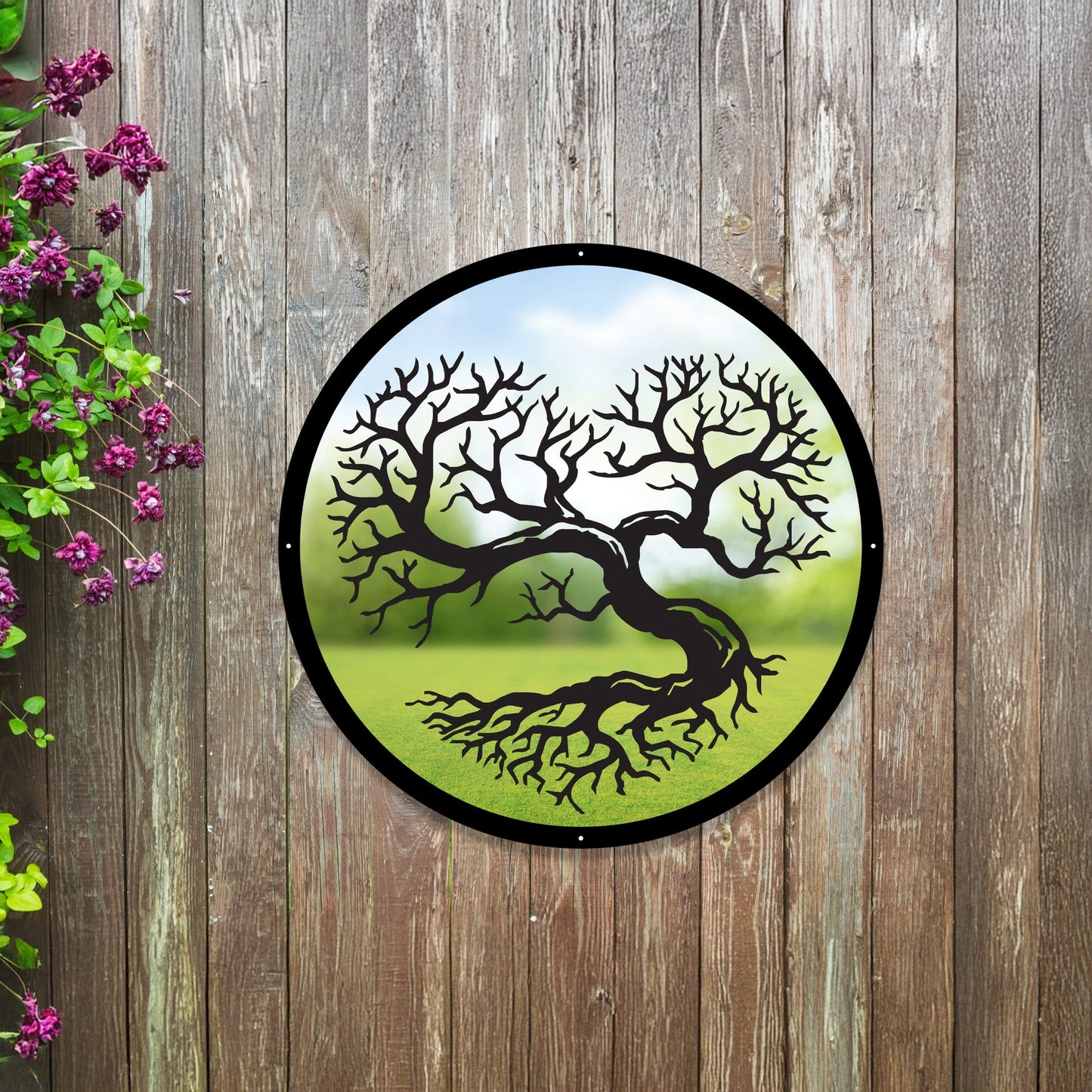 SunCatcher Garden Mirror Round Heart Shaped Tree Range of Sizes