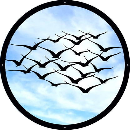 SunCatcher Garden Mirror Round Flock of Birds