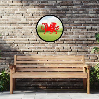 Round SunCatcher Garden Mirror Welsh Dragon