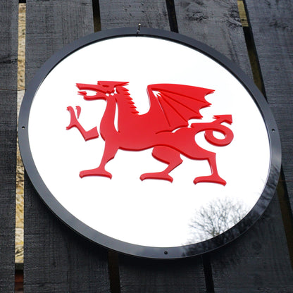 Round SunCatcher Garden Mirror Welsh Dragon