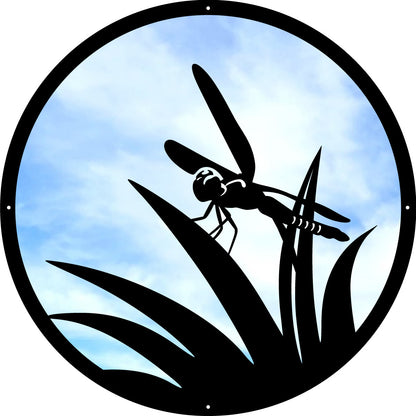 Round SunCatcher Garden Mirror Little Dragonfly