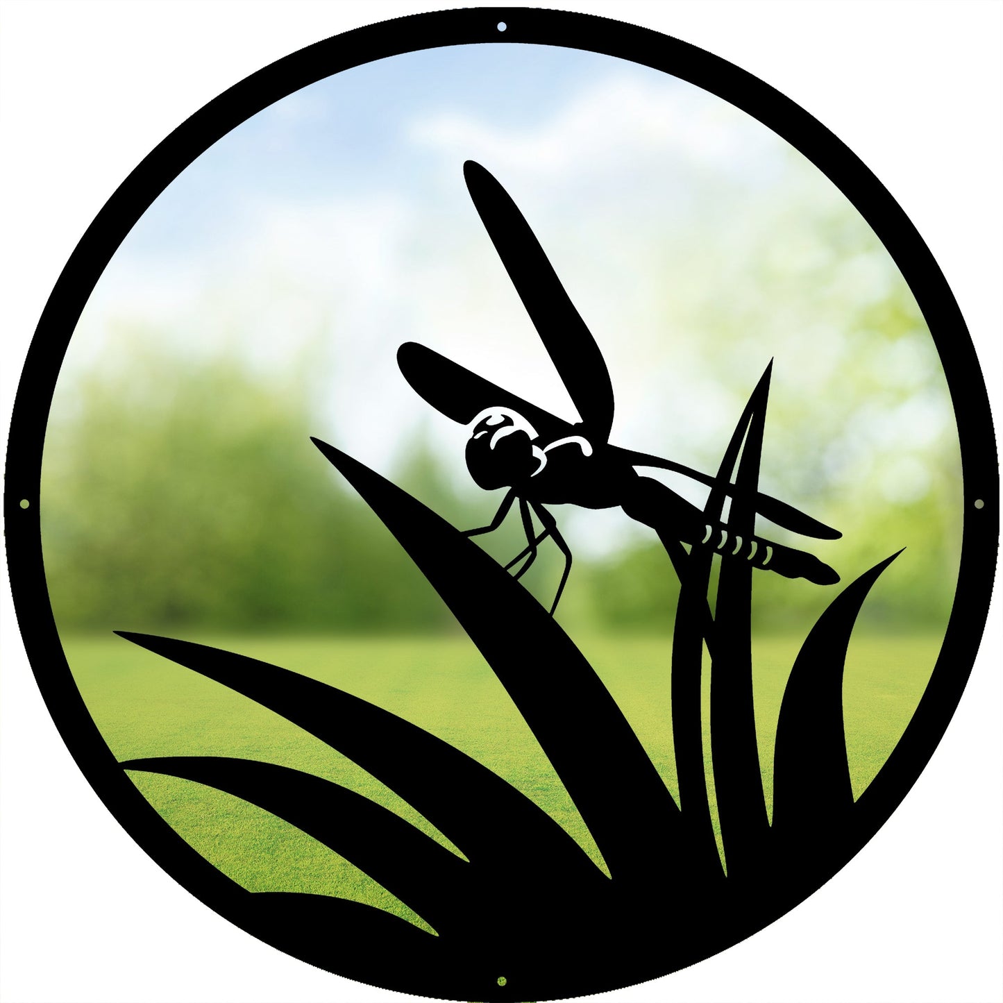 Round SunCatcher Garden Mirror Little Dragonfly