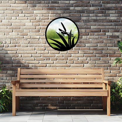 Round SunCatcher Garden Mirror Little Dragonfly