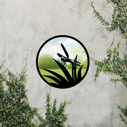 Round SunCatcher Garden Mirror Little Dragonfly