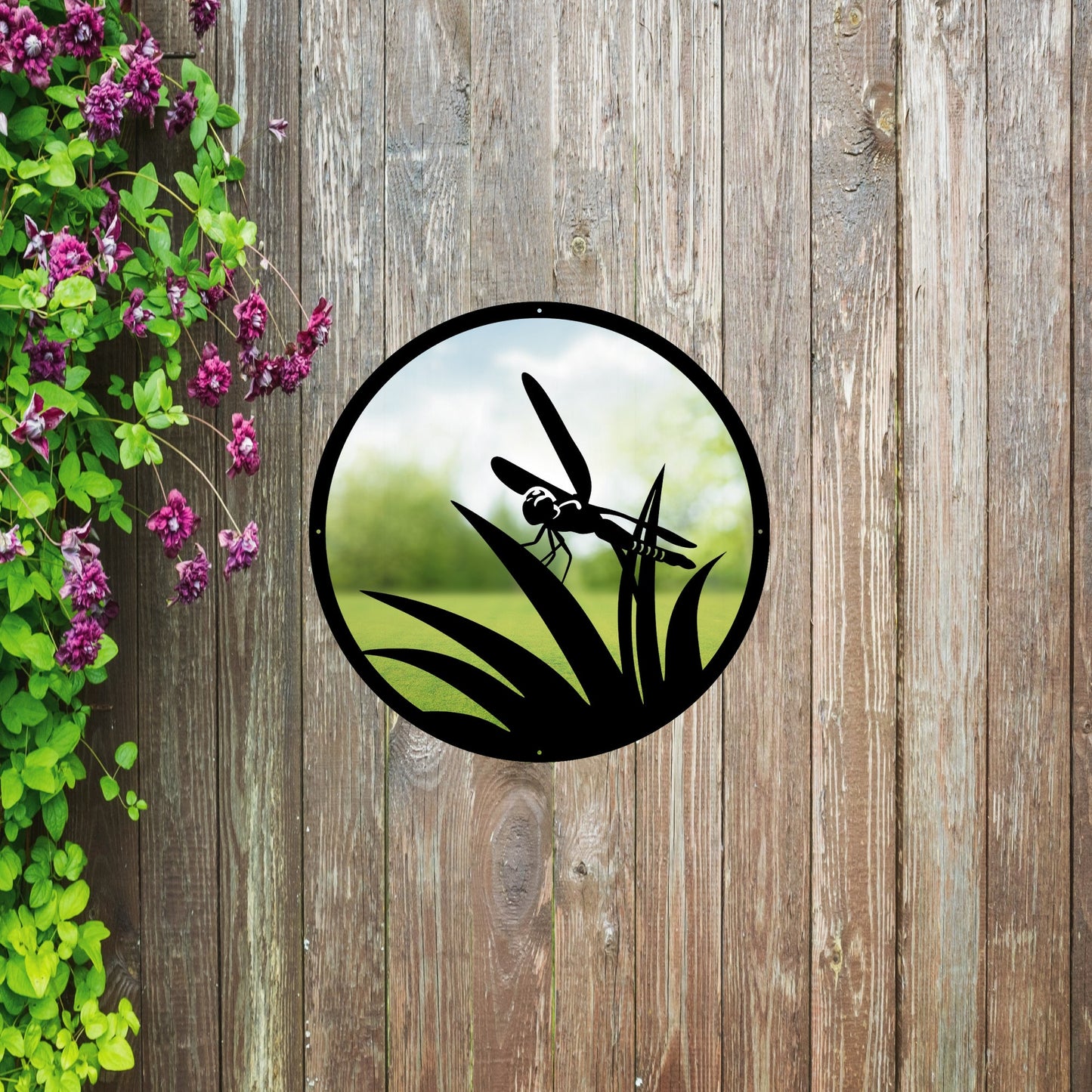 Round SunCatcher Garden Mirror Little Dragonfly