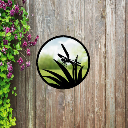 Round SunCatcher Garden Mirror Little Dragonfly