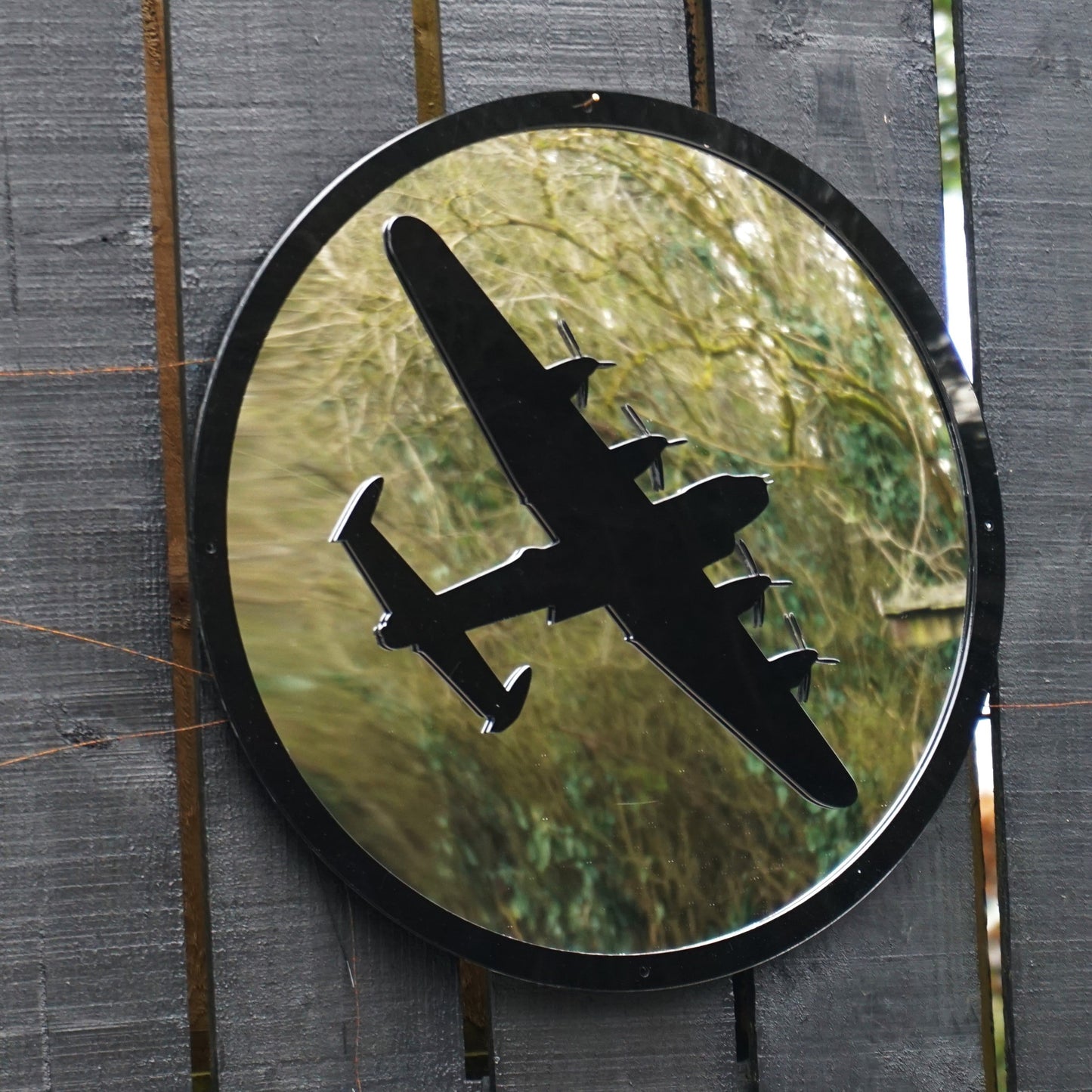 Round SunCatcher Garden Mirror Lancaster Bomber