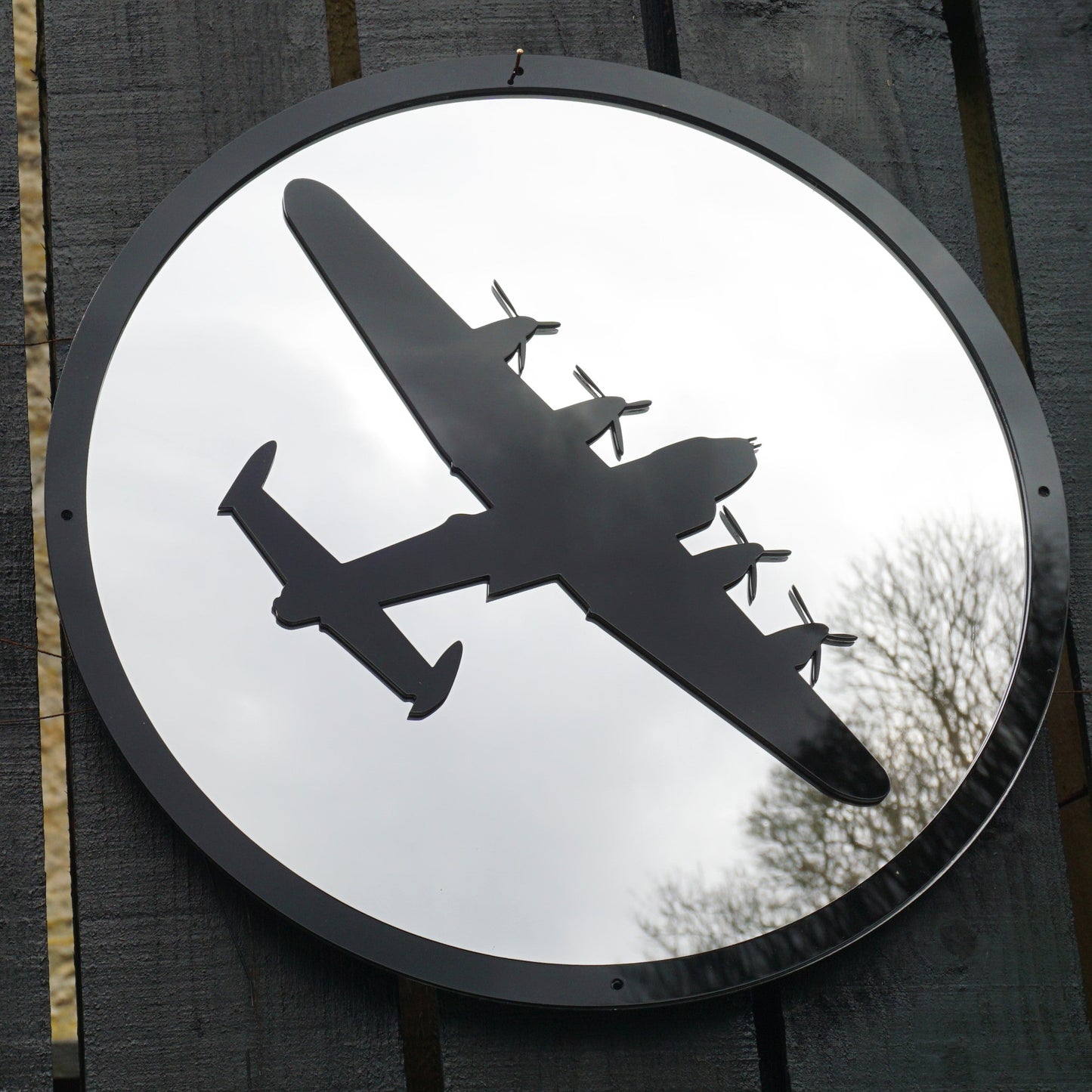 Round SunCatcher Garden Mirror Lancaster Bomber