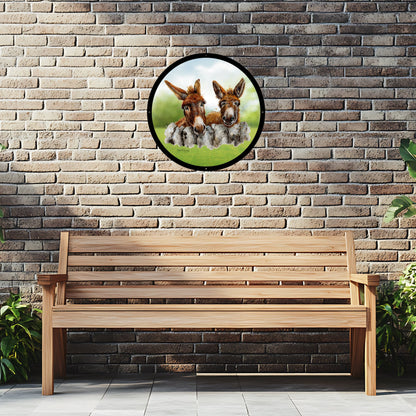 SunCatcher Garden Mirror Barney and Fred, Loveable Donkeys by Bree Merryn