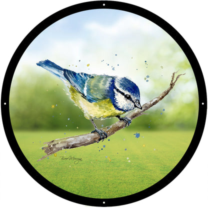 SunCatcher Garden Mirror Betty, the Blue Tit bird Illustrations by Bree Merryn