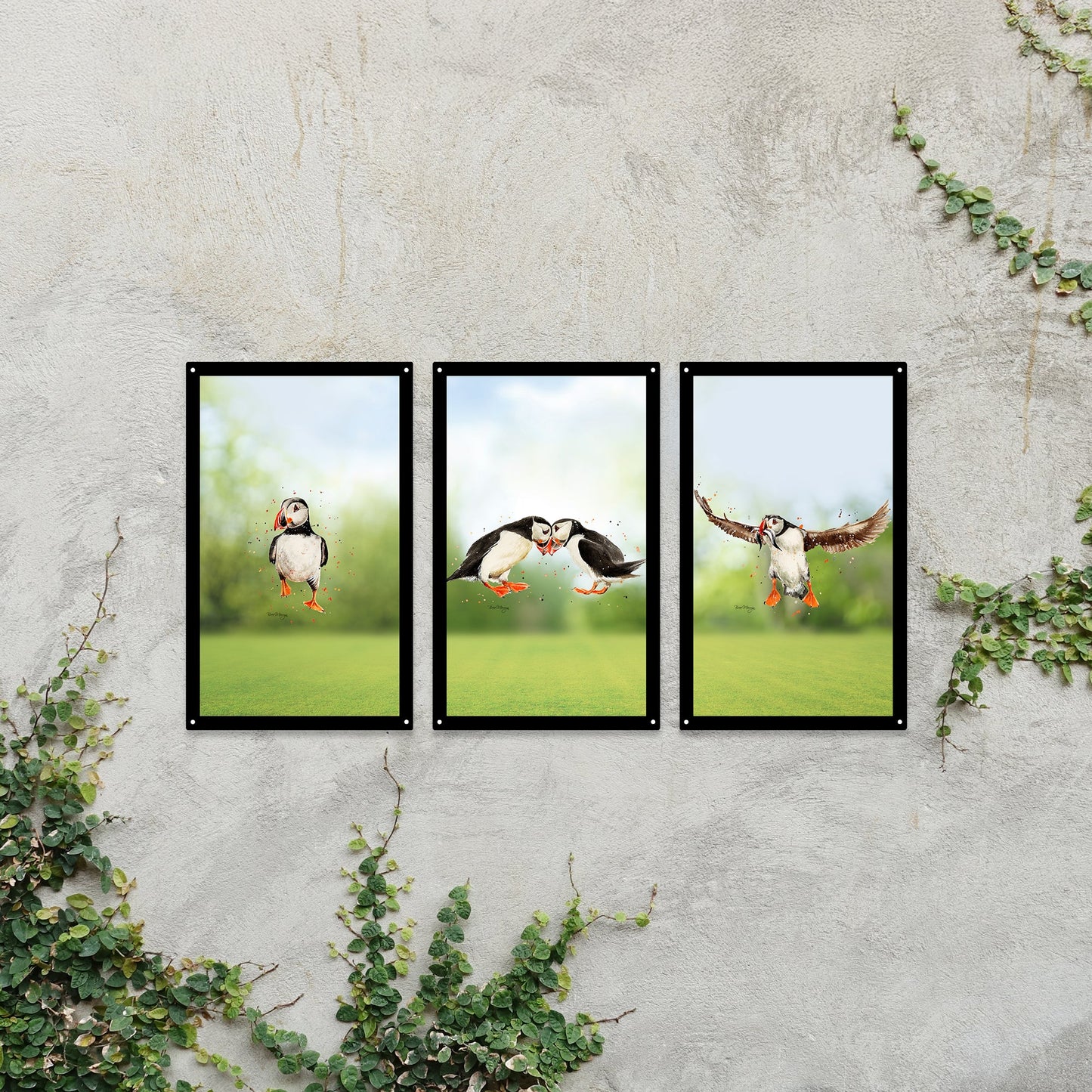 SunCatcher Garden Mirror Set 3 Puffin Parade Illustrations by Bree Merryn