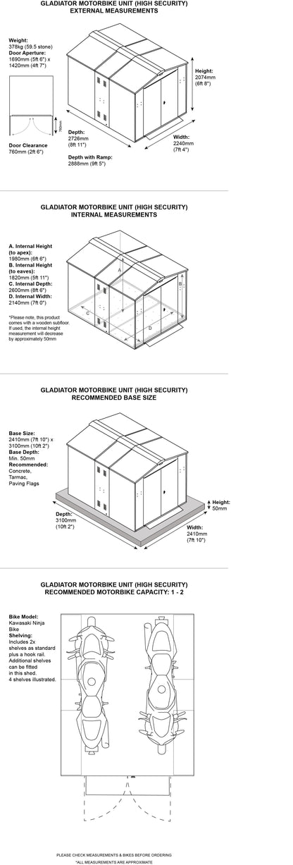 ASGARD The Gladiator Metal Motorbike Garage 7'4"x8'11"