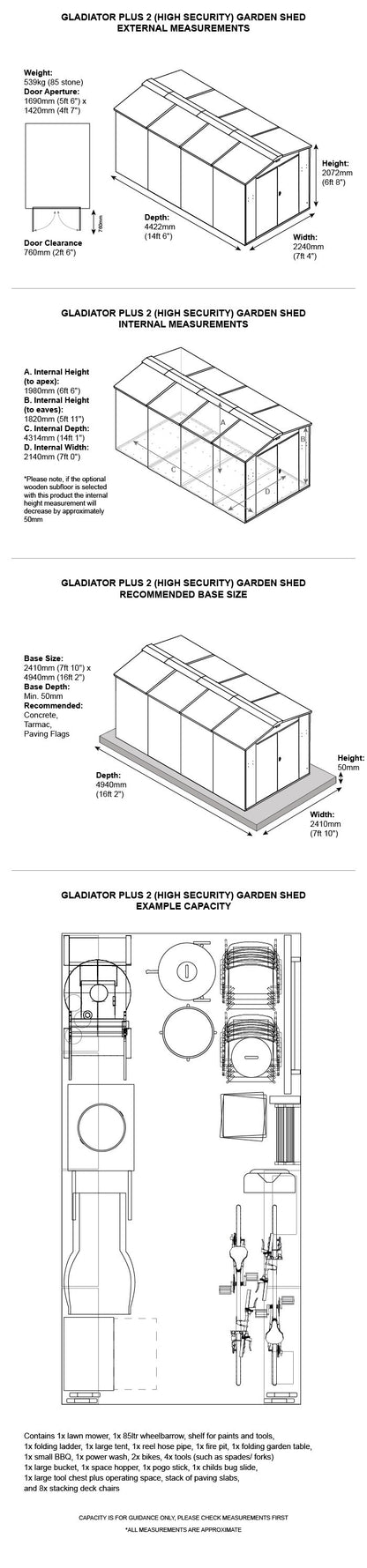 ASGARD The Gladiator Plus 2 Metal Storage Shed 7'X14'