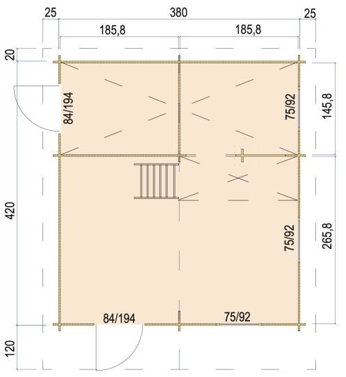 Zuluna Apex Roof Log Cabin - 45mm 3.8x4.2m