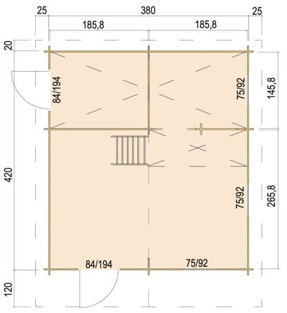 Zuluna Apex Roof Log Cabin - 45mm 3.8x4.2m