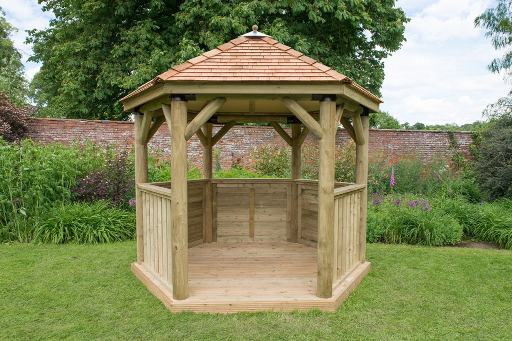 3m Premium Hexagonal Wooden Garden Gazebo with Cedar Roof