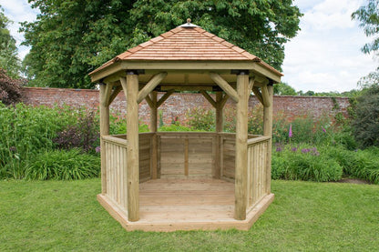 3m Premium Hexagonal Wooden Garden Gazebo with Cedar Roof