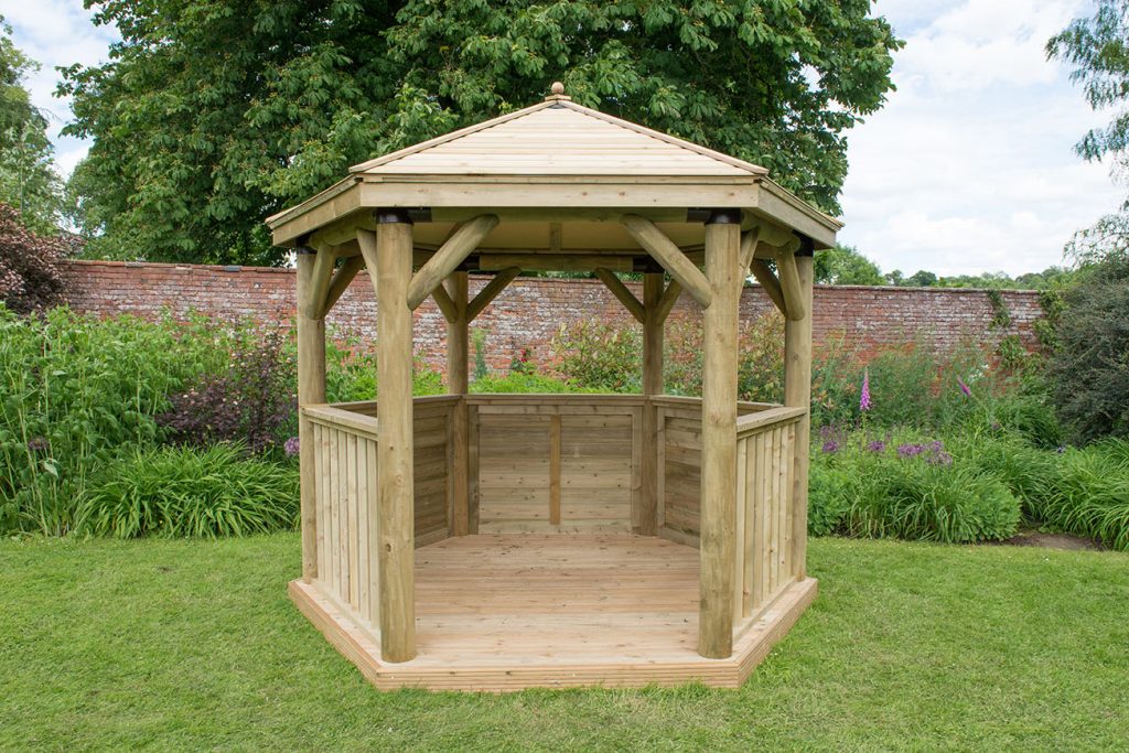 3m Premium Hexagonal Wooden Garden Gazebo with Timber Roof